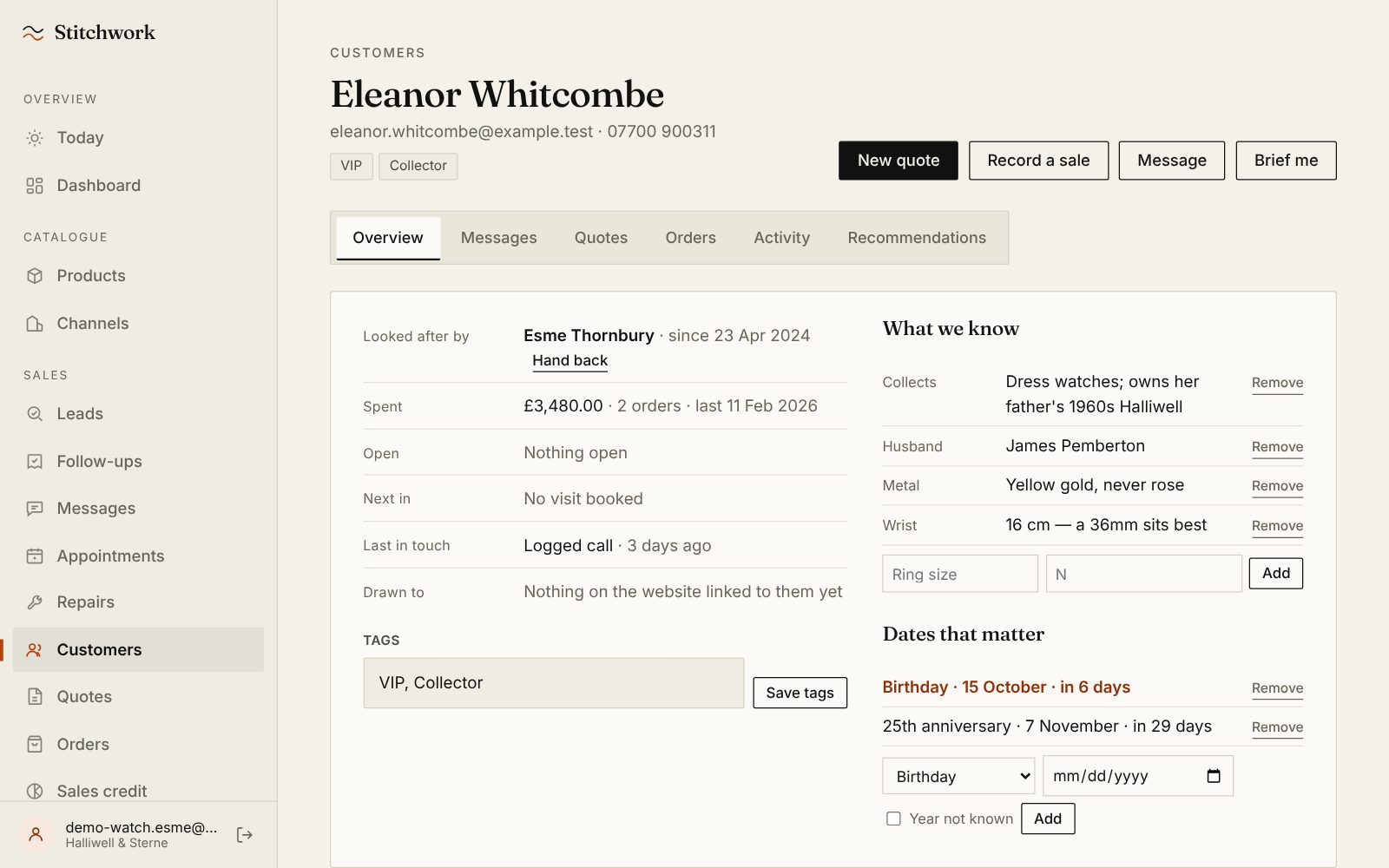 Eleanor Whitcombe's record: who looks after her, what she has spent, what the team knows about her and the dates that matter